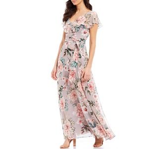 Eliza J Floral Flutter Sleeve Formal Maxi Dress 6